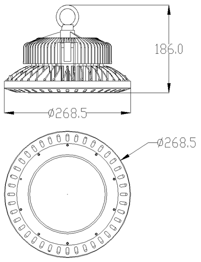 UFO light size drawing 100W