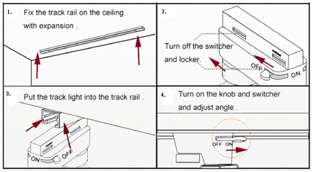Pemasangan lampu linear trek